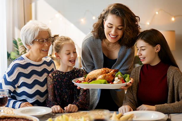 istock Family celebrating Thanksgiving Day 2244891455