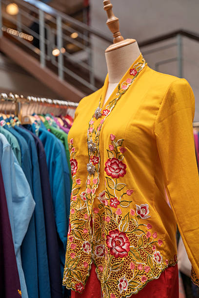 Traditional Embroidered Kebaya Blouse on Mannequin
