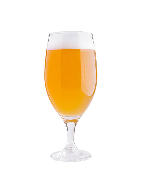 istock Refreshing amber beer beverage in clear glass on a neutral background 2244908498
