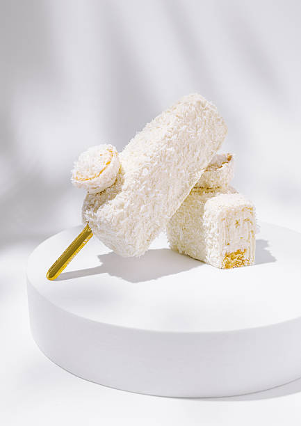 Delightful coconut ice cream treats on a simple white display
