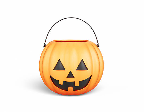 istock Smiling Halloween Pumpkin Bucket, Object + Shadow Clipping Path 2244916194