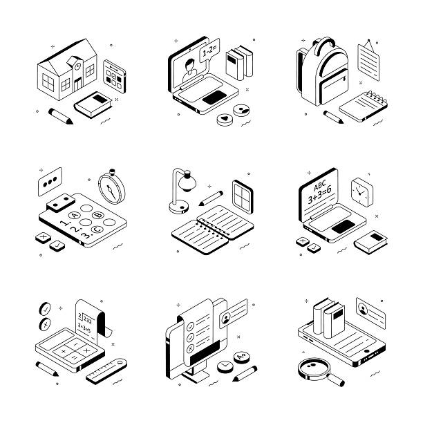 School and Education Isometric Illustrations vector art illustration