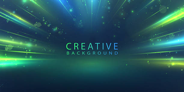 istock Green and blue glowing abstract speed lines forming dynamic futuristic light streak background with radiant motion effects 2244923517