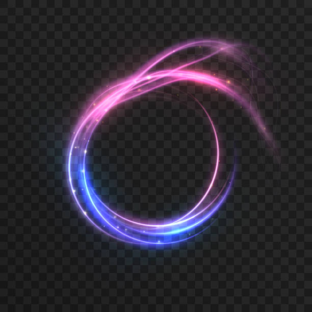 istock Luminous violet and blue glowing circular energy ring forming smooth radiant abstract shape on dark background 2244924337