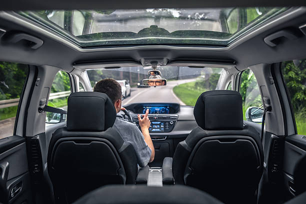 istock Driver on forest road in modern car. Driver gesturing. 2244924983