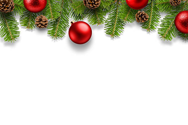 istock Christmas composition with green fir branches, baubles and pine cones isolated on a white background. High resolution. 2244927240