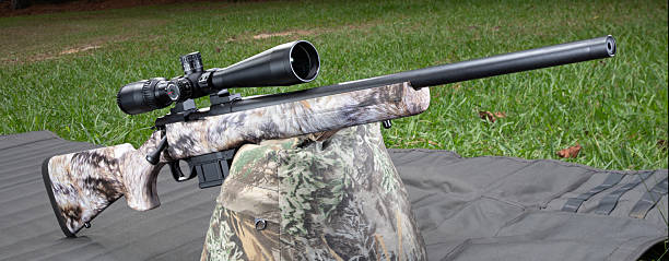 istock Camouflage stock and scope on a bolt action rifle 2244934745
