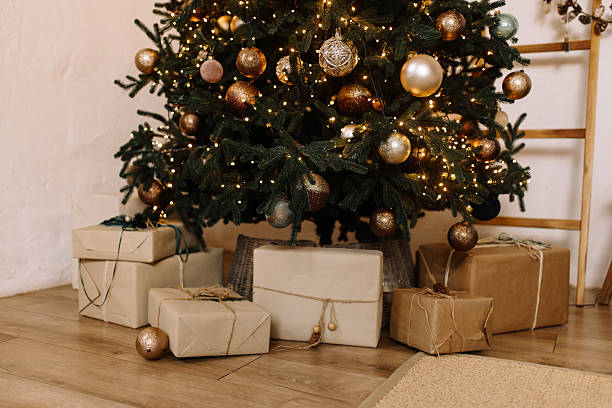 istock Gifts wrapped in eco-friendly kraft paper, 2244936058