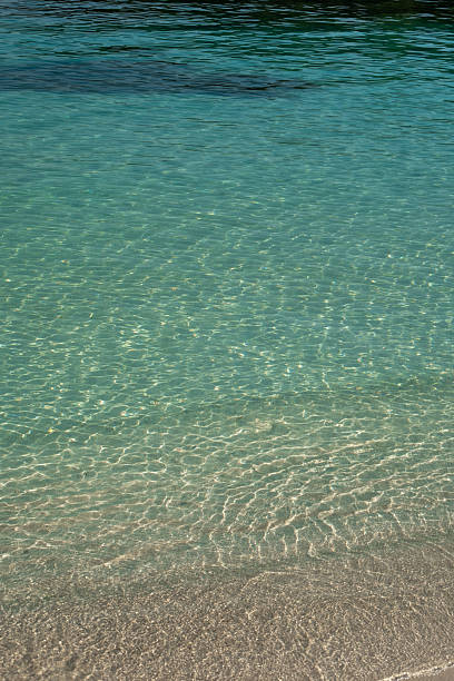 istock Crystal wave crest over soft beach sand, minimal seascape 2244936904