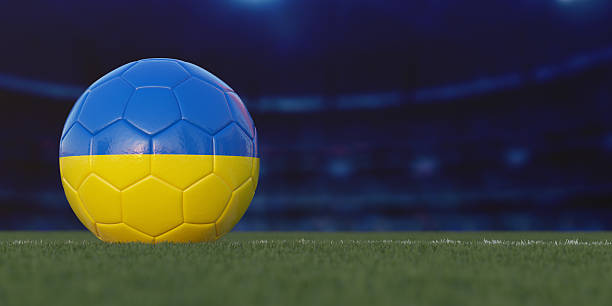 istock Ukraine Flag Design on a Football 2244941069