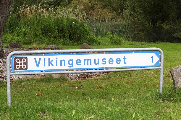 Viking museum road sign in Denmark called vikingmuseet in Danish language