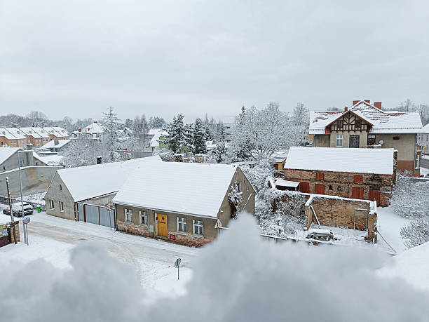 istock Winter panoramic view of residential district 2244943292