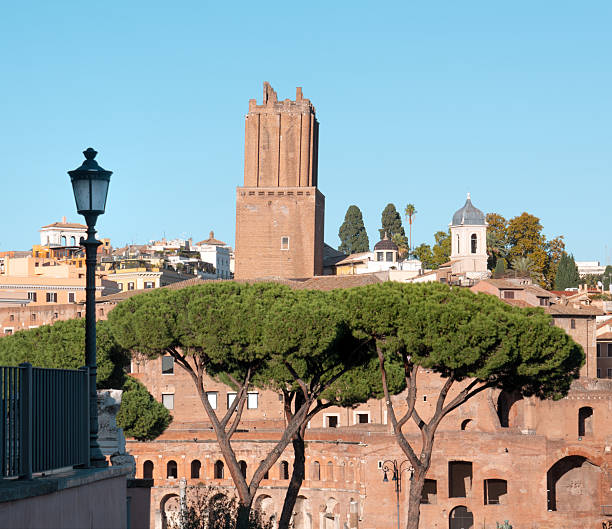 Rome, Italy - November 3, 2025: Mercati di Traiano Museo dei Fori Imperiali with Torre delle Milizie.