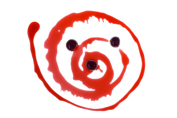 Red cherry juice forms a spiral around three berries, evoking the elegance of Japanese calligraphy and the precision of molecular cuisine.