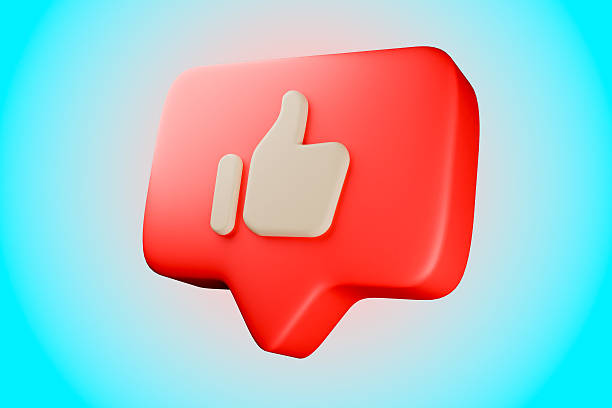 istock a 3D red speech bubble with a thumbs-up icon, representing a like button 2244955655
