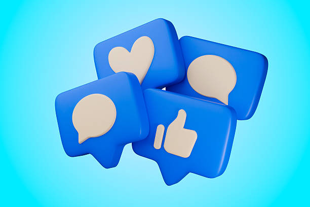 istock several 3D social media icons representing likes and comments 2244957058