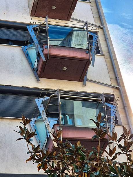 modern apartment building with balconies. interesting unusual modern balconies