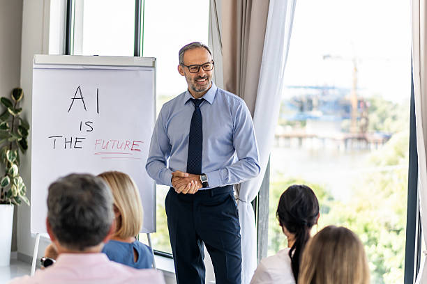 istock Businessman giving ai future presentation to colleagues 2244963049