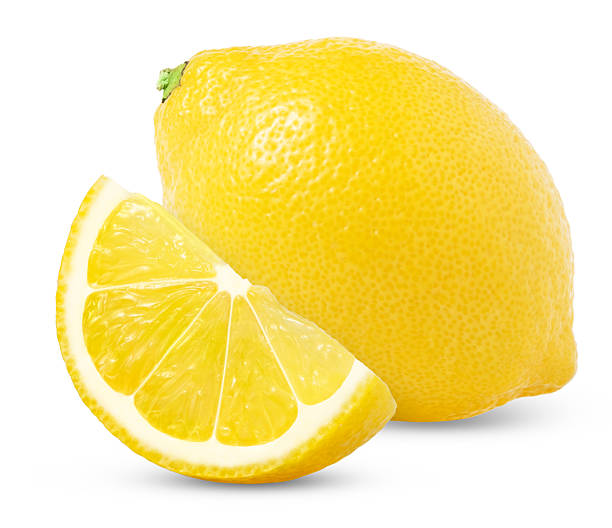 istock Natural organic lemon fruit sliced isolated on white background. 2244966059