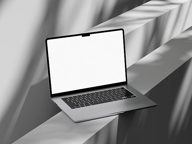 istock Close-up of laptop with plant shadow on light-colored surface 2244967020