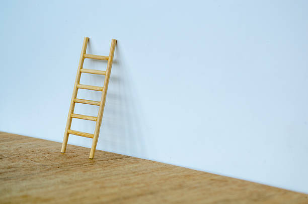 istock Side view of ladder on white cover background with customizable space for text. 2244973599
