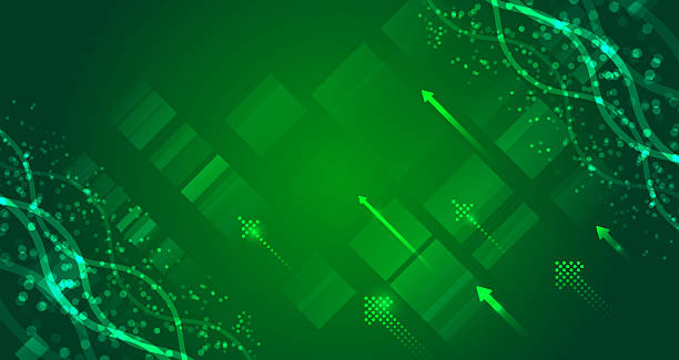 istock Abstract green technology background with glowing arrows and geometric shapes. Futuristic digital design symbolizing growth, innovation, and progress. 2244976347