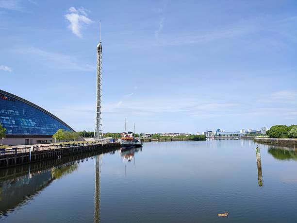Clyde river coast reflections and bridges at glasgow scotland england