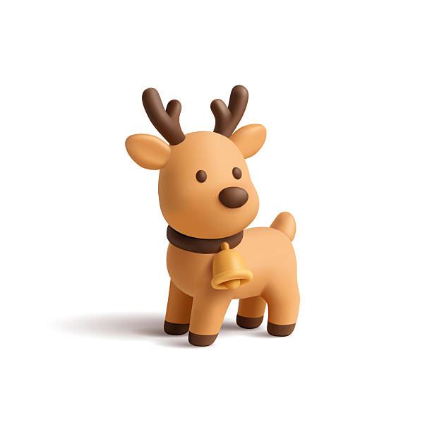 istock 3D cute Christmas reindeer,deer character with bell on neck on white background. Icon. For Christmas celebration concepts. Vector illustration. 2244983788