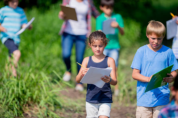 istock Group Of Diverse Children Engaged In Outdoor Science Activity, Writing Notes And Observing Nature 2244988459