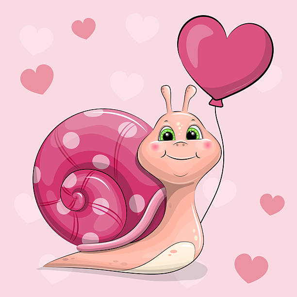 istock Cute cartoon Snail with heart shaped balloon. 2244989305