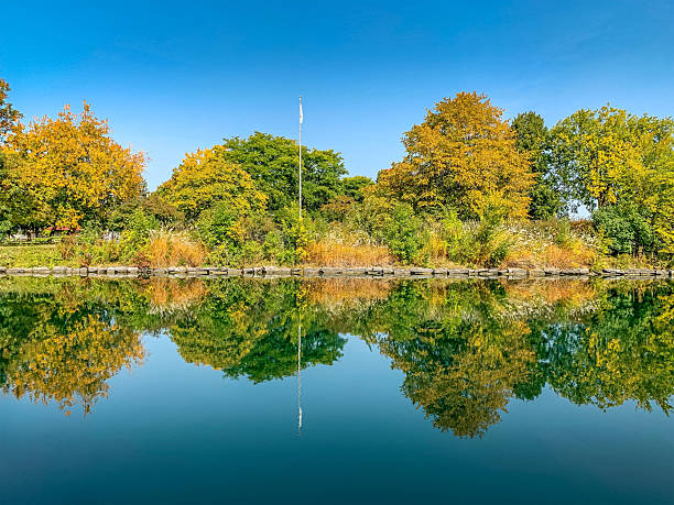 Autumn Reflections on a Calm Pond, Salaberry-de-Valleyfield, Quebec