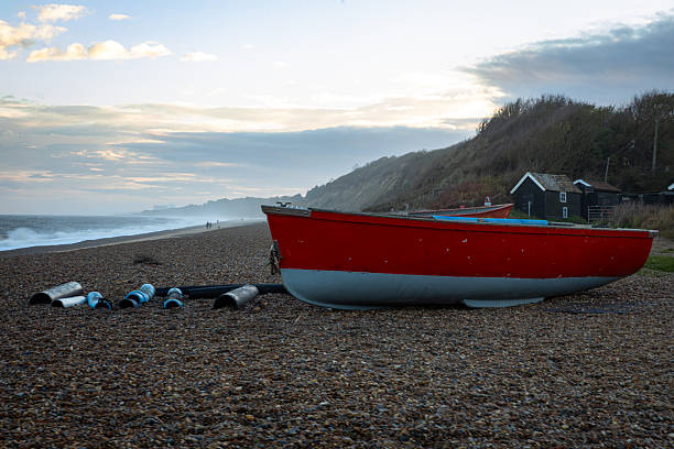 Beach landscape of Dunwich cliffs, Suffolk, uk