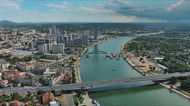 istock Belgrade city and bridges over Sava river 2245003188