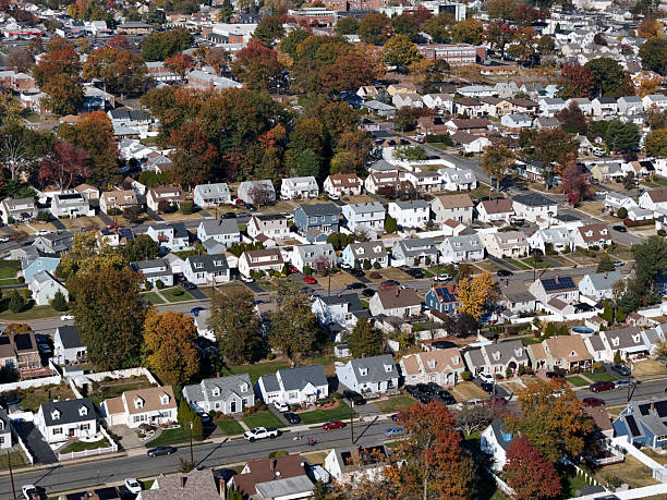 istock Blue collar community houses autumn 2245009777