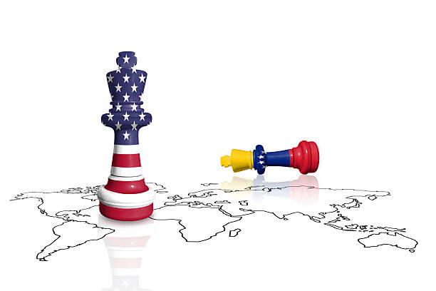 istock Chess made from flags of USA and Venezuela 2245011327
