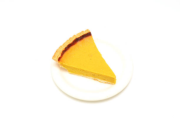 istock Piece of Pumpkin pie on a plate isolated on a white background. 2245017545