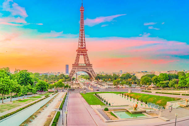 istock eiffel tour and from Trocadero, Paris 2245019960