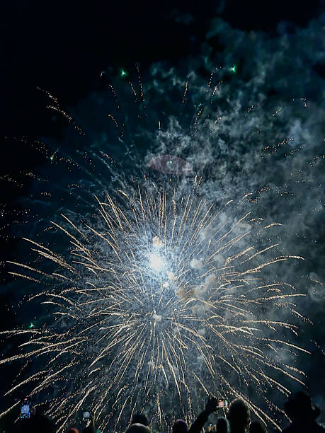 istock Close-Up Fireworks Display Lighting Up the City Skyline at Night 2245021725