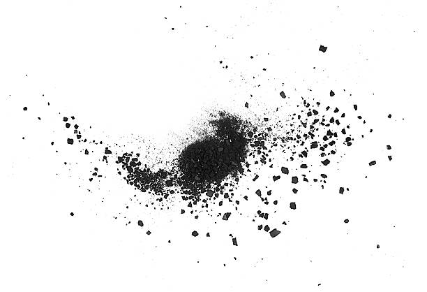 istock Wood carbon particles isolated on a white background, view from above. Scattered coal pieces. 2245024572