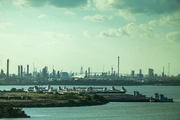 Aerial view of Port Newark in Bayonne, New Jersey USA. The area is known for oil storage and international shipping