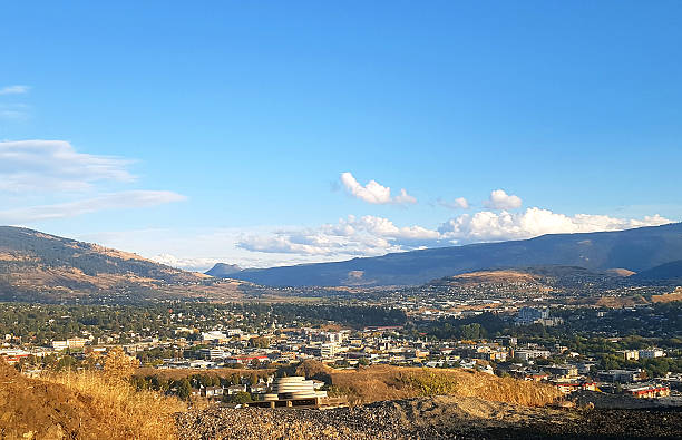 High Wide Angle view of downtown Vernon With Middleton Mountain looking toward Lumby area.