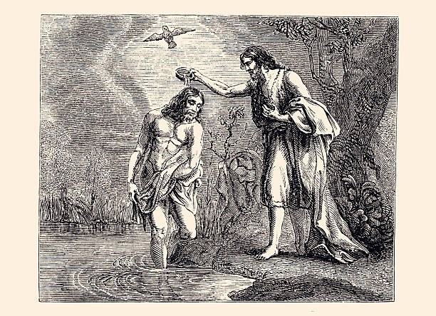 istock John Baptizing Christ from Rubens ( 1604-1605 ):  Jesus, humble and naked, receives water poured by John the Baptist in the Jordan, beneath the dove of the Holy Spirit. 2245041018