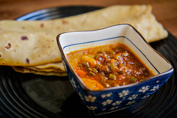 istock Chapati with chicken curry mix with sardine sambal. 2245056443