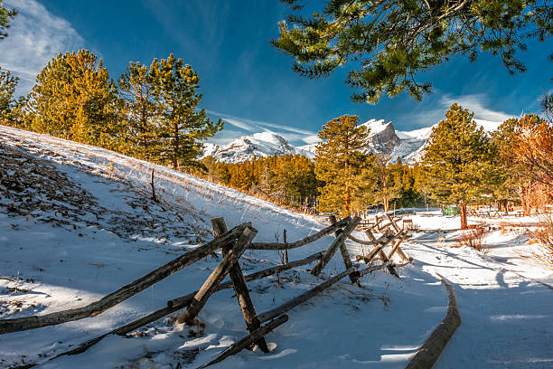 Wooden Fence Rural Mountain Area - Rustic wood fence in high sage meadow. Selective focus on background.