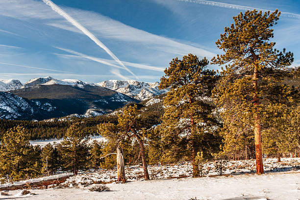 Estes Park, Colorado USA December 13 2007,  Elevation ranges from 8,000 to over 14,000 feet across a rugged stretch of Continental Divide, RMNP has a climate as diverse as its topography.
