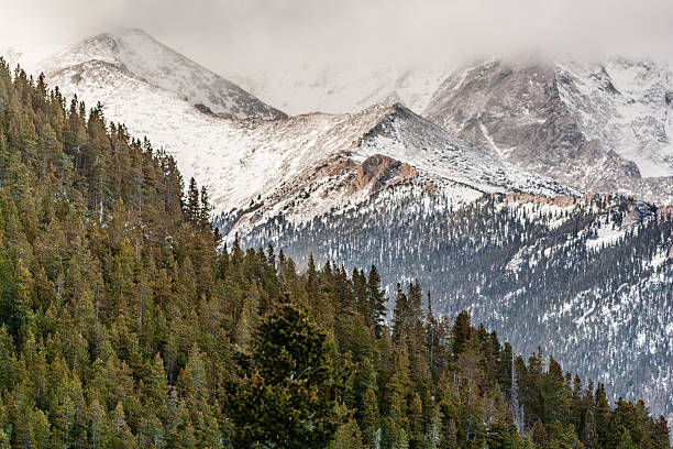 Estes Park, Colorado USA December 1 2008,  Elevation ranges from 8,000 to over 14,000 feet across a rugged stretch of Continental Divide, RMNP has a climate as diverse as its topography.