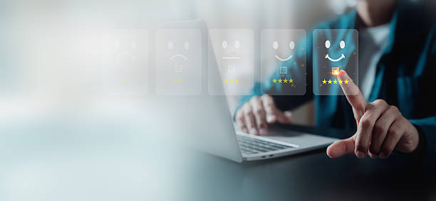 istock Customer services best excellent business rating experience. Satisfaction survey concept. user give rating to service experience on online application . 2245061242