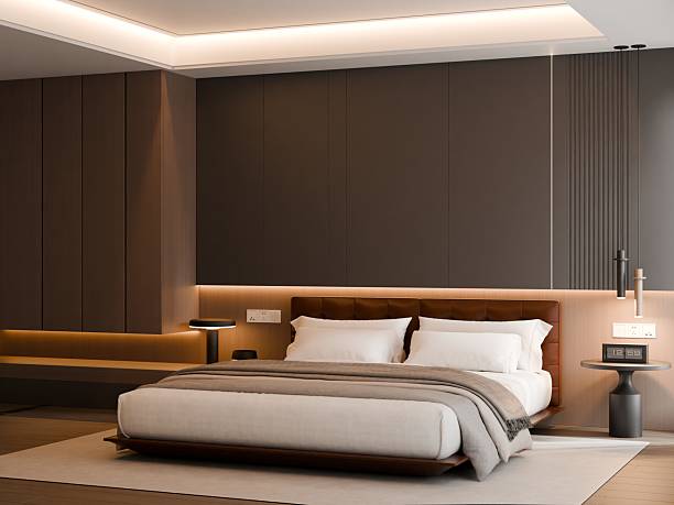 istock Modern Minimalist Bedroom Interior with Frame Poster Mockup - 3d Render 2245061311