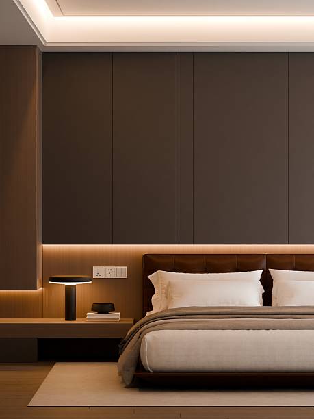istock Modern Minimalist Bedroom Interior with Frame Poster Mockup - 3d Render 2245061332