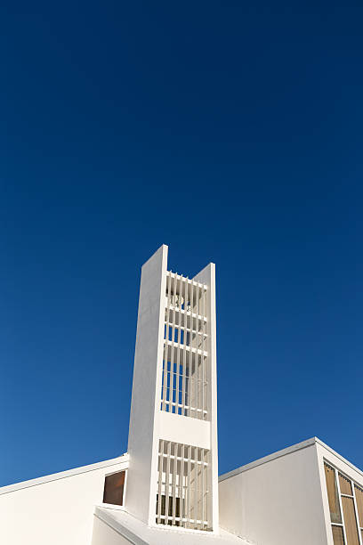 Bright blue skies and a church steeple in Cape Town, Western Cape, South Africa